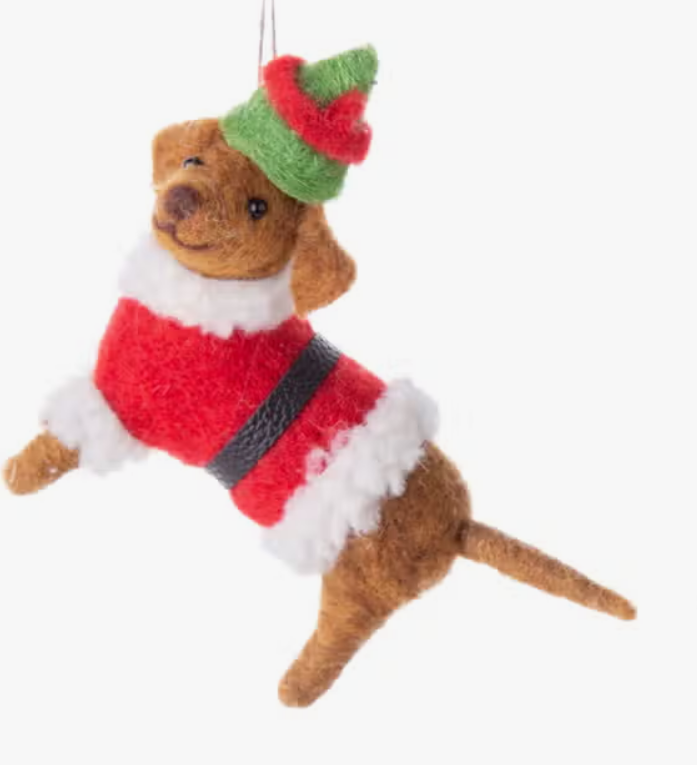 Dachshund through the snow ornaments