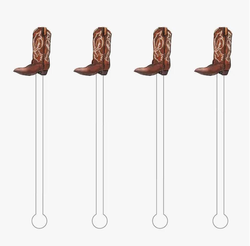 Rodeo Cowboy Boot Acrylic Stir Sticks - Sorelle Gifts