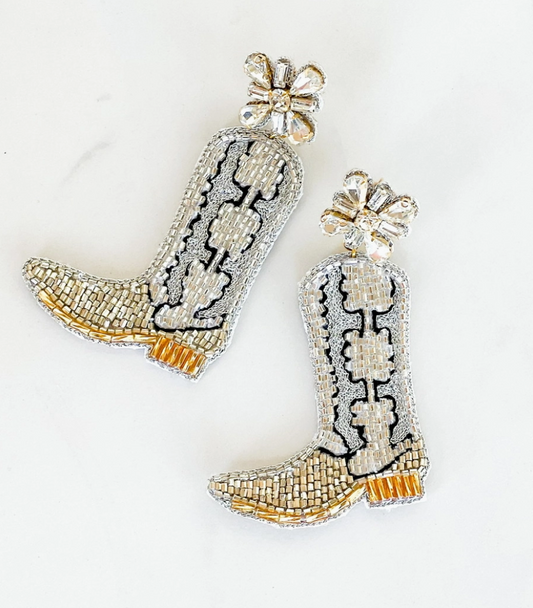 Let's Go Girls Beaded Boot Earrings
