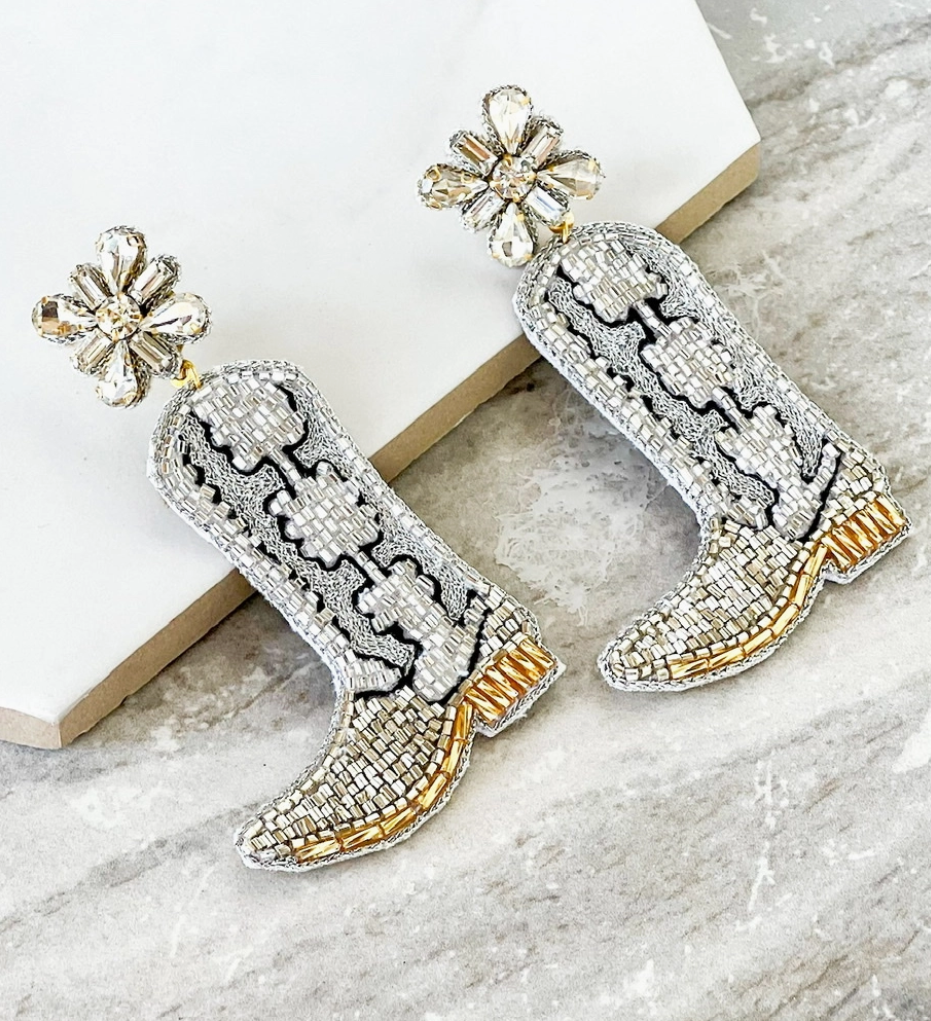 Let's Go Girls Beaded Boot Earrings - Sorelle Gifts
