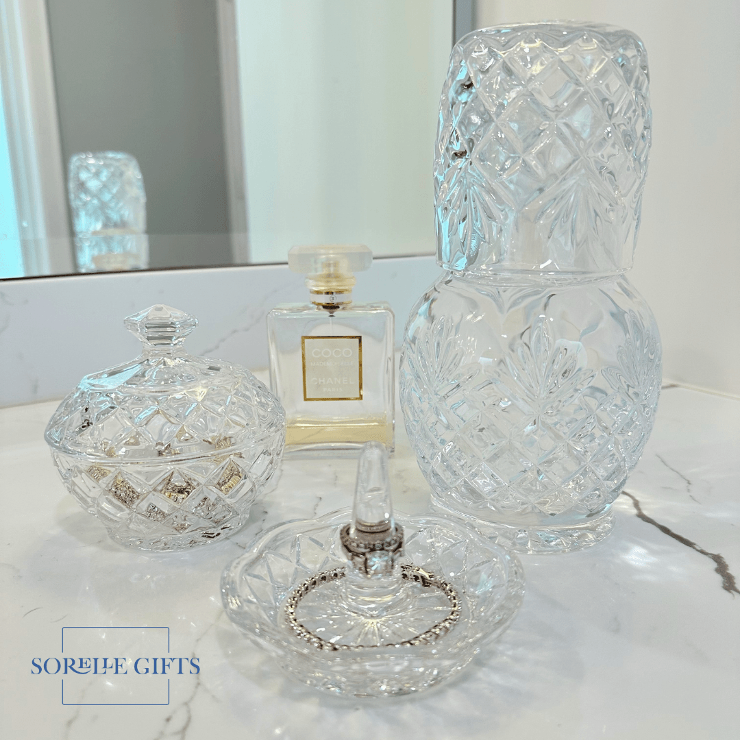 Shannon Crystal Vanity Set - 2 Piece Elegant Vanity Organizer