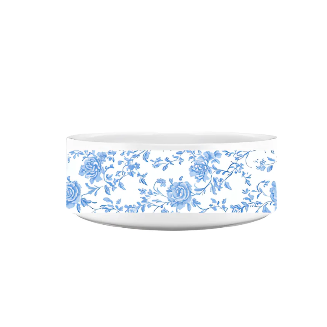 Tailored for Tails: Toile Treasures Pet Bowls - Blue - Sorelle Gifts