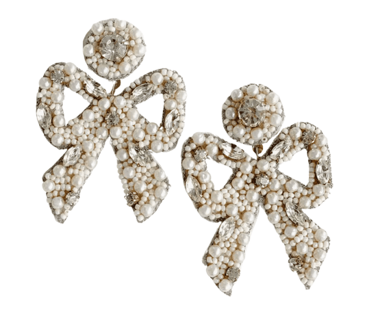 Southern Charm Pearl Beaded Bow Earrings | Sorelle Gifts