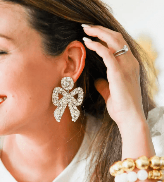 Southern Charm Pearl Beaded Bow Earrings | Sorelle Gifts