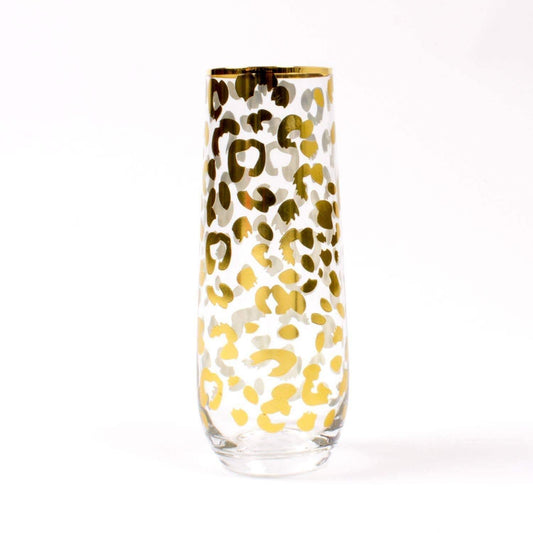 Stemless Gold Leopard Champagne Glass - Sorelle Gifts