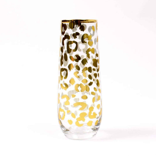 Stemless Gold Leopard Champagne Glass - 8oz for Every Occasion