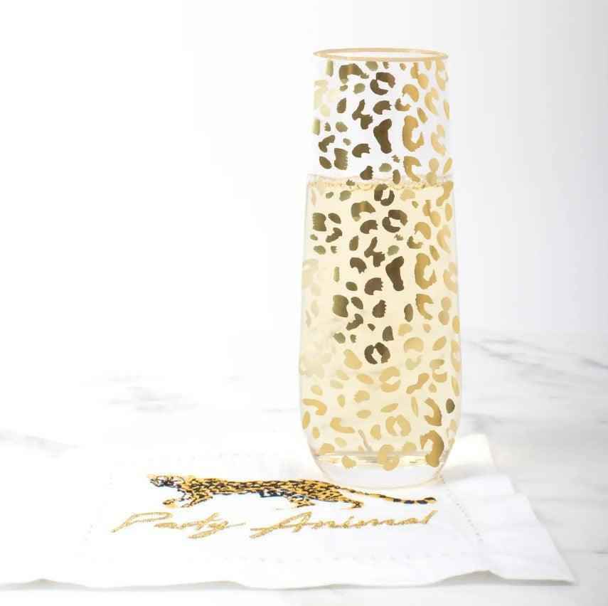 Stemless Gold Leopard Champagne Glass - 8oz for Every Occasion