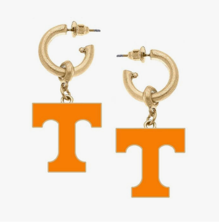 Tennessee Volunteers Enamel Game Day Drop Hoop Earrings - Sorelle Gifts