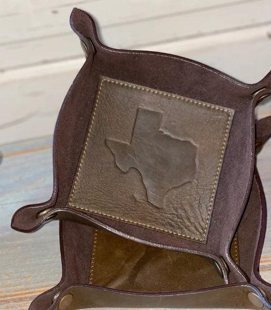 Texas Brown Leather Embossed Valet Tray - Sorelle Gifts