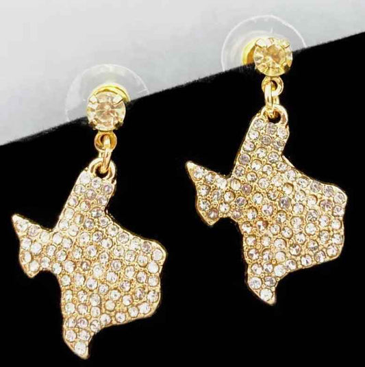 Texas Gold Rhinestone Crystal Earrings
