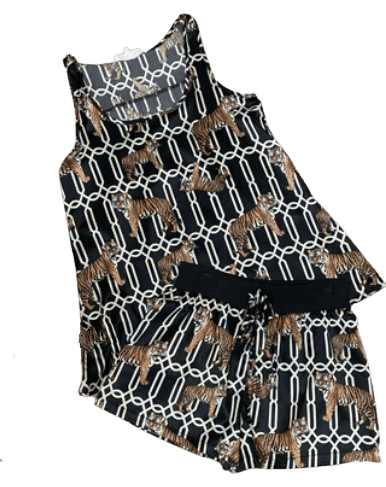 Tiger Trellis Pajama Shorts Set
