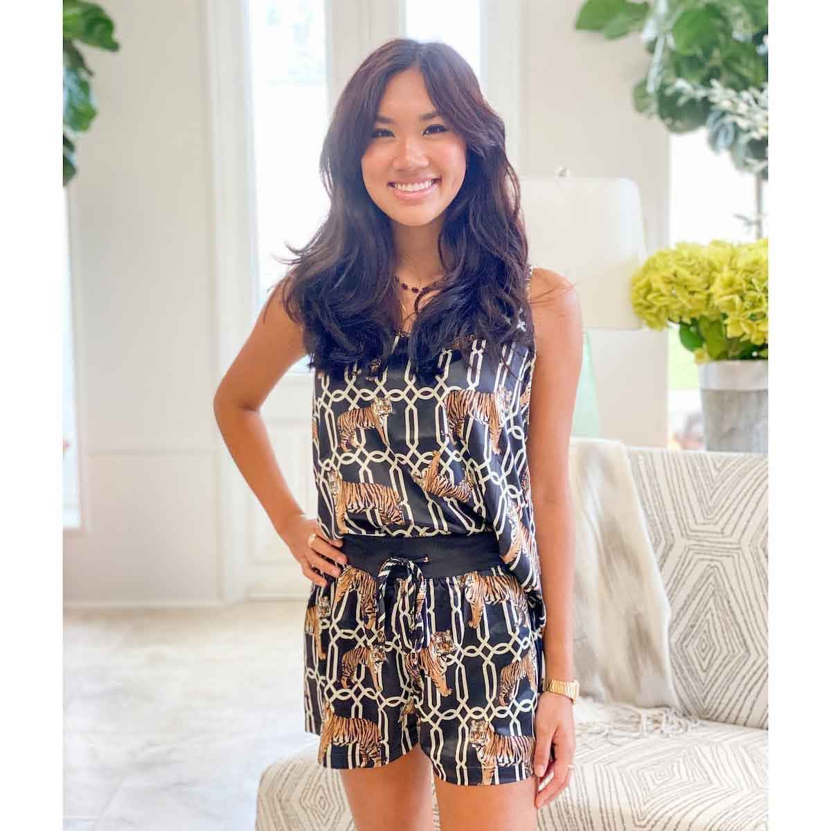 Tiger Trellis Pajama Shorts Set