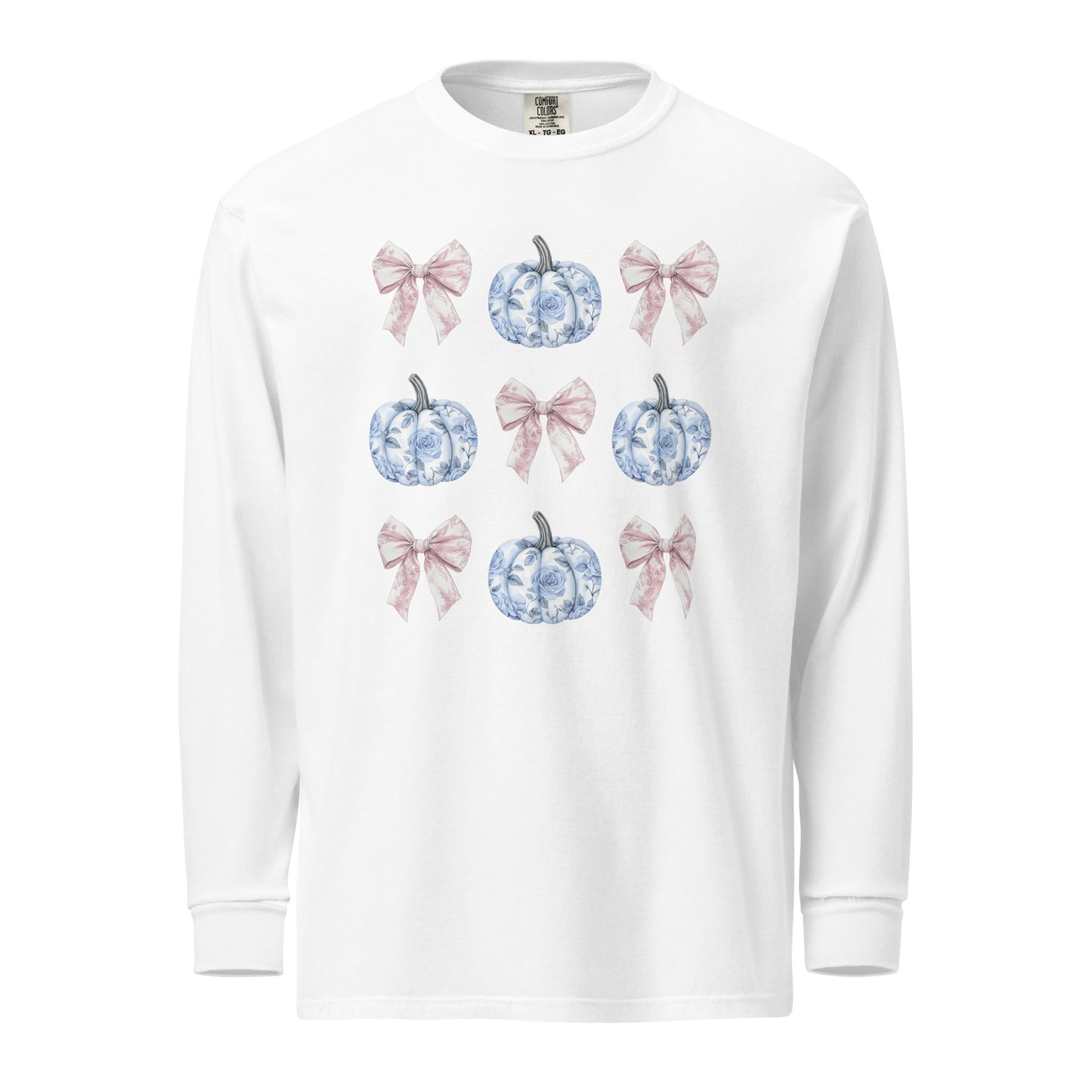 Pumpkin & Bow Long Sleeve Heavyweight T-shirt