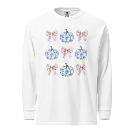 Pumpkin & Bow Long Sleeve Heavyweight T-shirt