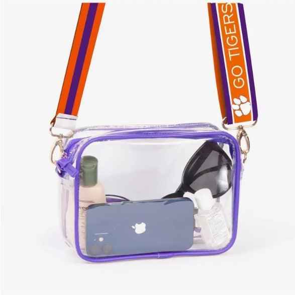 University Clear Purse with Reversible Shoulder Straps - Stylish Options Available
