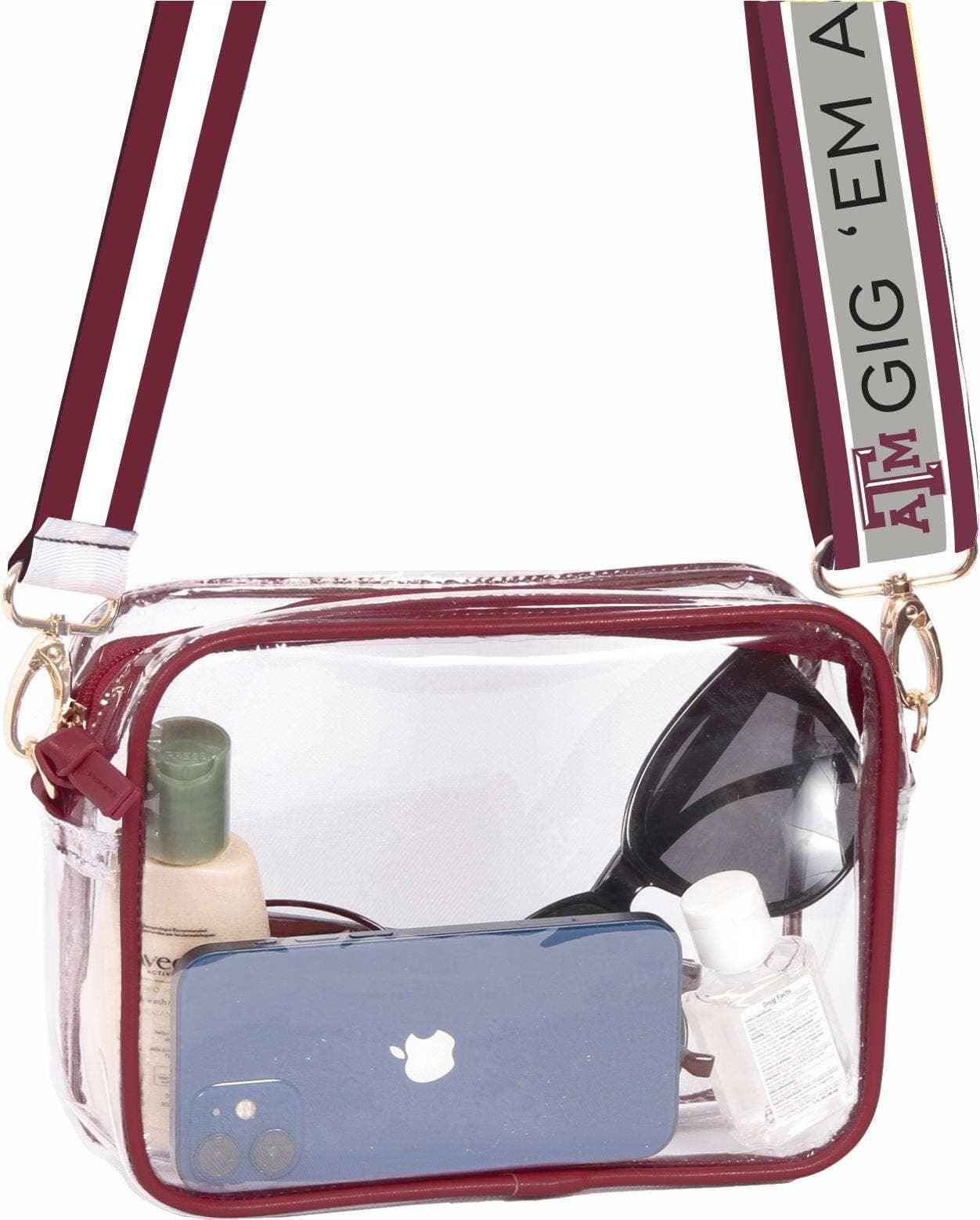 University Clear Purse with Reversible Shoulder Straps - Stylish Options Available