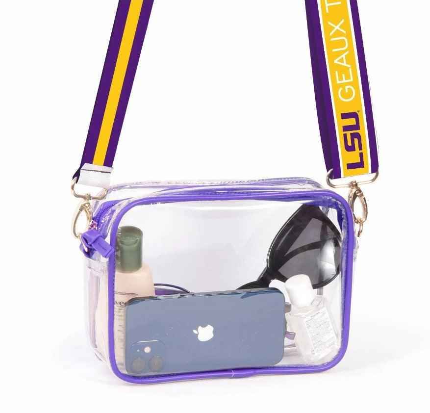 University Clear Purse with Reversible Shoulder Straps - Stylish Options Available