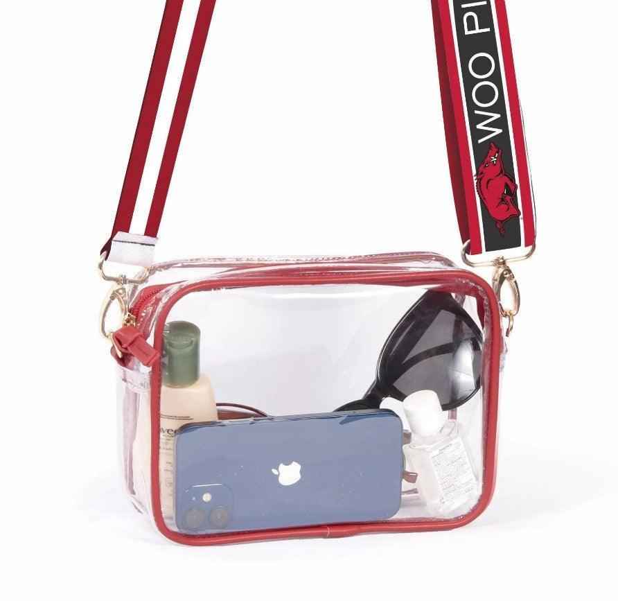 University Clear Purse with Reversible Shoulder Straps - Stylish Options Available