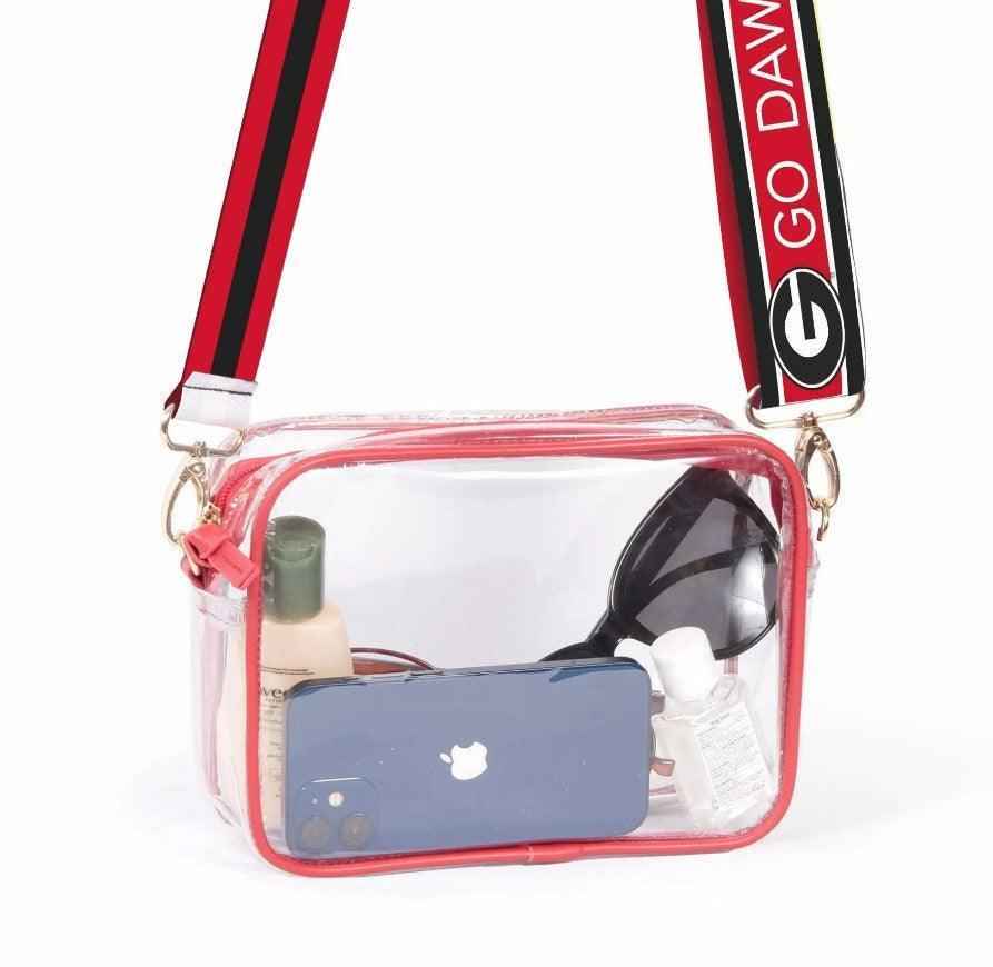 University Clear Purse with Reversible Shoulder Straps - Stylish Options Available