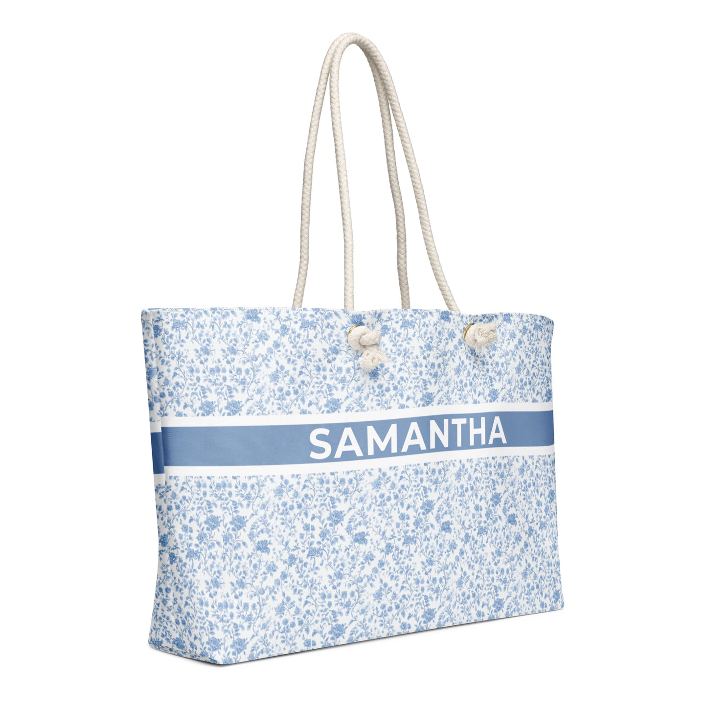 Heirloom Collection Blue Toile Personalized Oversized Weekender Bag - Sorelle Gifts