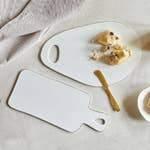 Oval Cheese Tray - White with Gold Trim - Sorelle Gifts