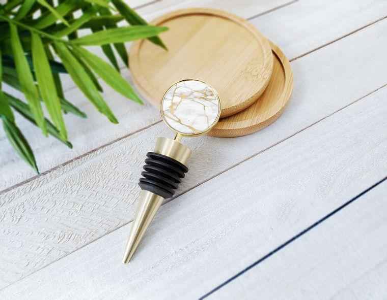 White Marble Luxe Wine Stopper