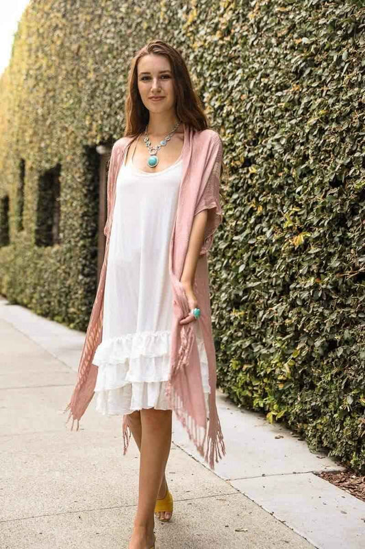 Woven Tie-Dye Kimono Wrap for Effortless Style and Comfort
