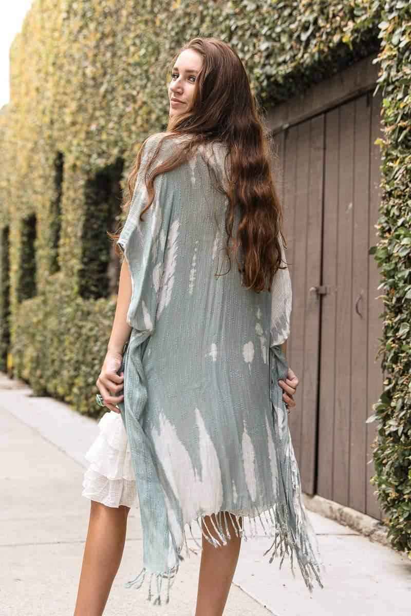 Woven Tie-Dye Kimono Wrap for Effortless Style and Comfort