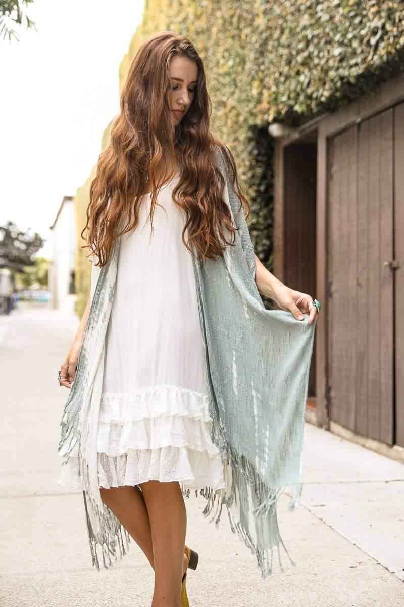 Woven Tie-Dye Kimono Wrap for Effortless Style and Comfort
