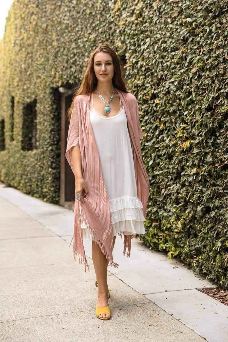 Woven Tie-Dye Kimono Wrap for Effortless Style and Comfort