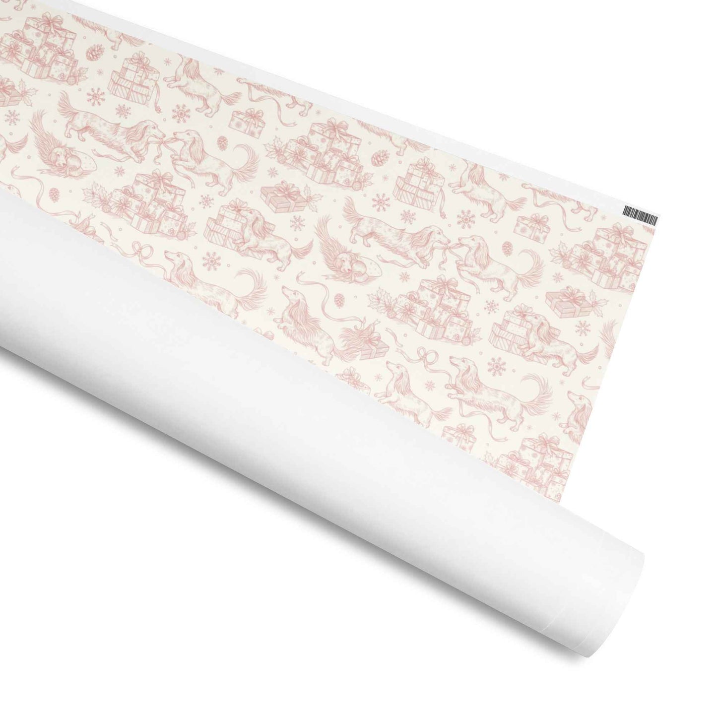 Pretty in Pink Dachshund Christmas Toile de Jouy Wrapping Paper