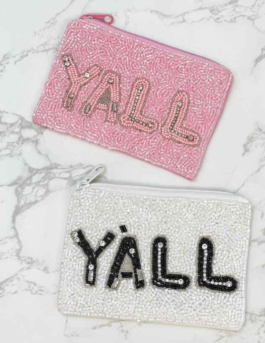Y'all Beaded Coin Purse Pouch / Card Holder