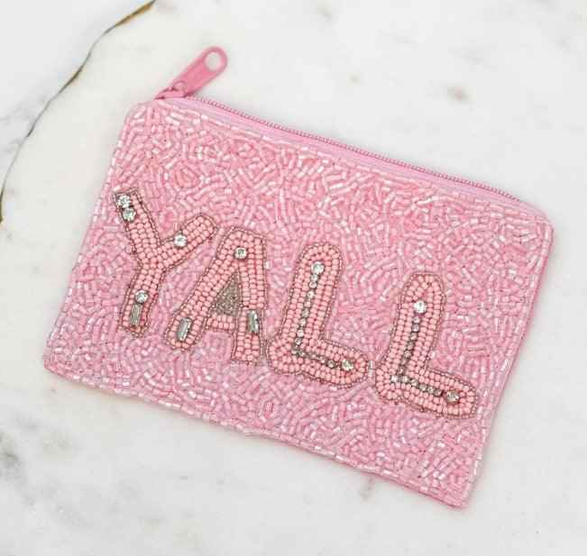 Y'all Beaded Coin Purse Pouch / Card Holder