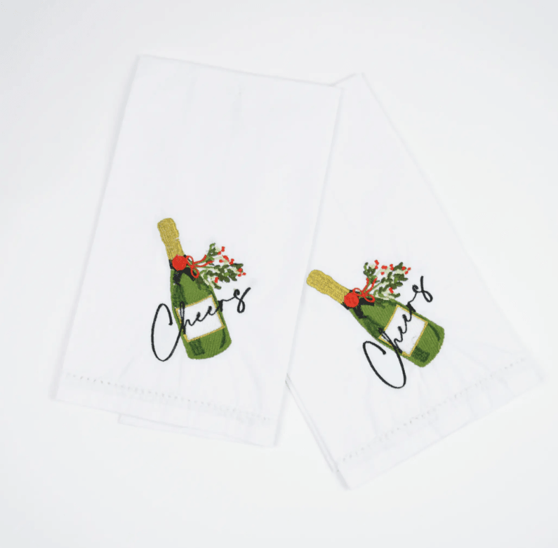 Holiday Cheers Embroidered Bar Towel Set of Two