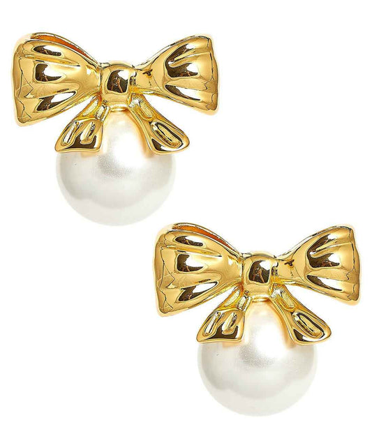 Milly Bow Stud Pearl Earrings, part of the Coquette Gift Guide