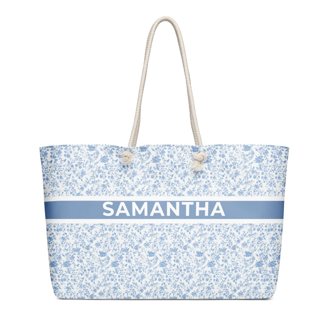 Heirloom Collection Blue Toile Personalized Weekender Bag, part of the Back-to-Campus Gift Guide