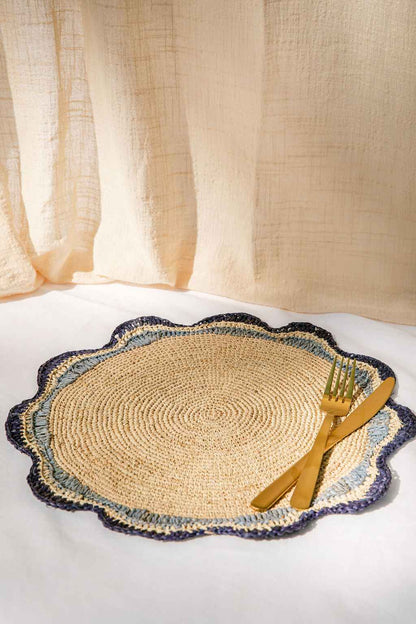 Garden Party Pinwheel Raffia Placemat, Set of 2, 4 and 6