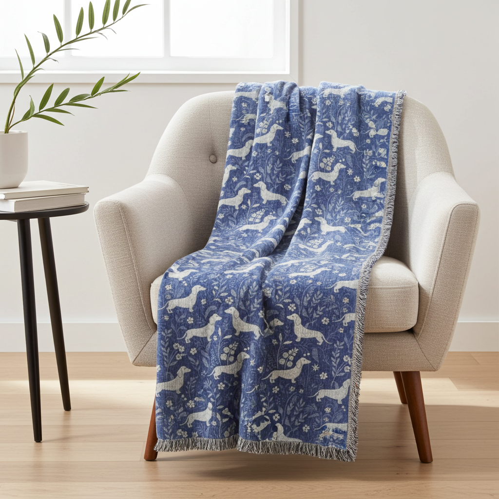 Dachshund Dreams Woven Blanket - Sorelle Gifts