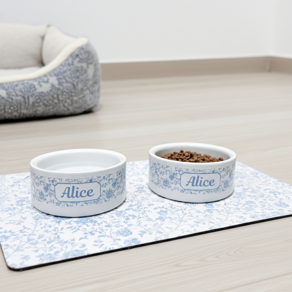 Toile Treasures: Tailored for Tails Pet Bowls - Pink - Sorelle Gifts