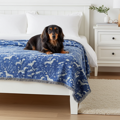 Dachshund Dreams Woven Blanket - Sorelle Gifts