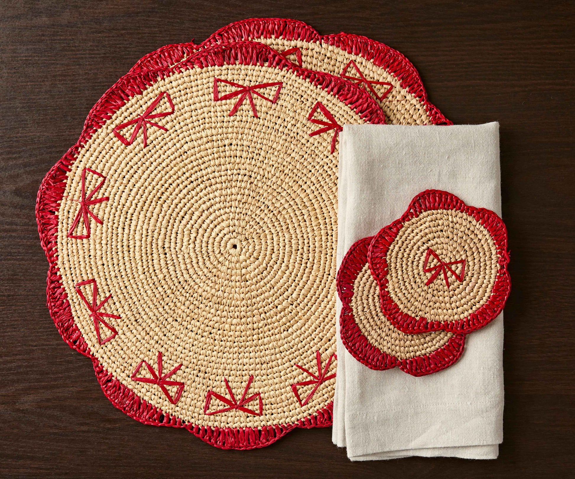 Handwoven Raffia Fringe Coaster by Payton James – Bohemian Candle Mat, Rustic Table Decor, Natural Raffia Palm