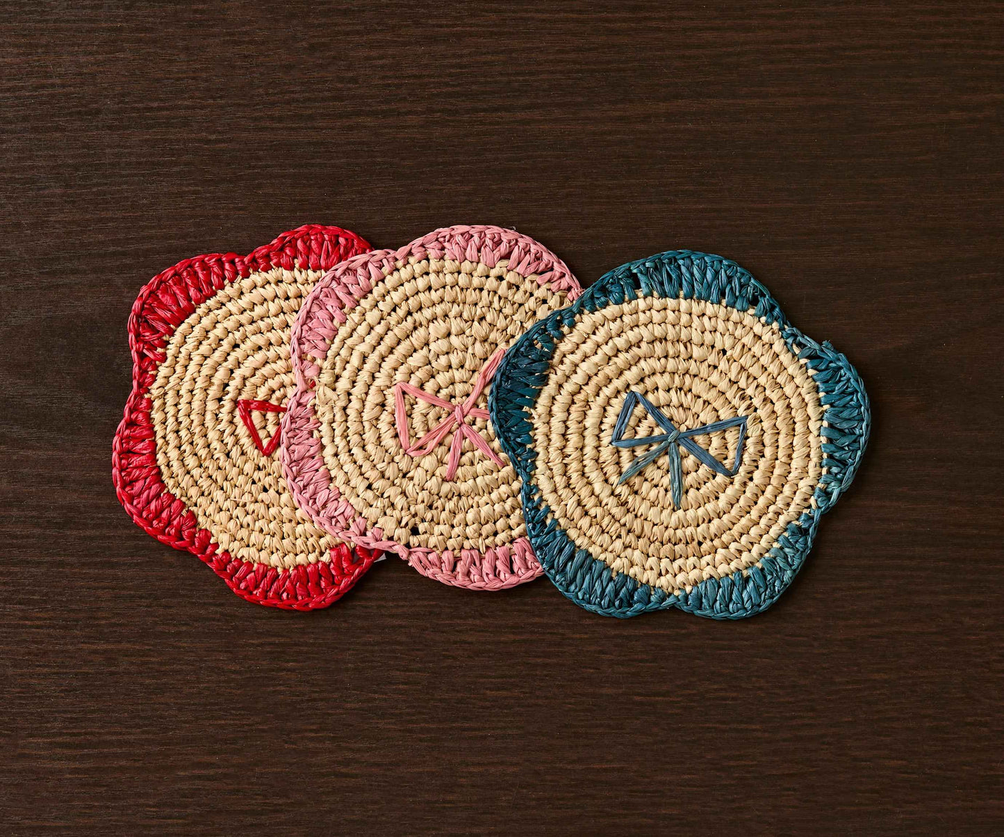Handwoven Raffia Fringe Coaster by Payton James – Bohemian Candle Mat, Rustic Table Decor, Natural Raffia Palm