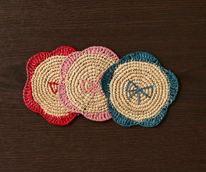 Handwoven Raffia Fringe Coaster by Payton James – Bohemian Candle Mat, Rustic Table Decor, Natural Raffia Palm