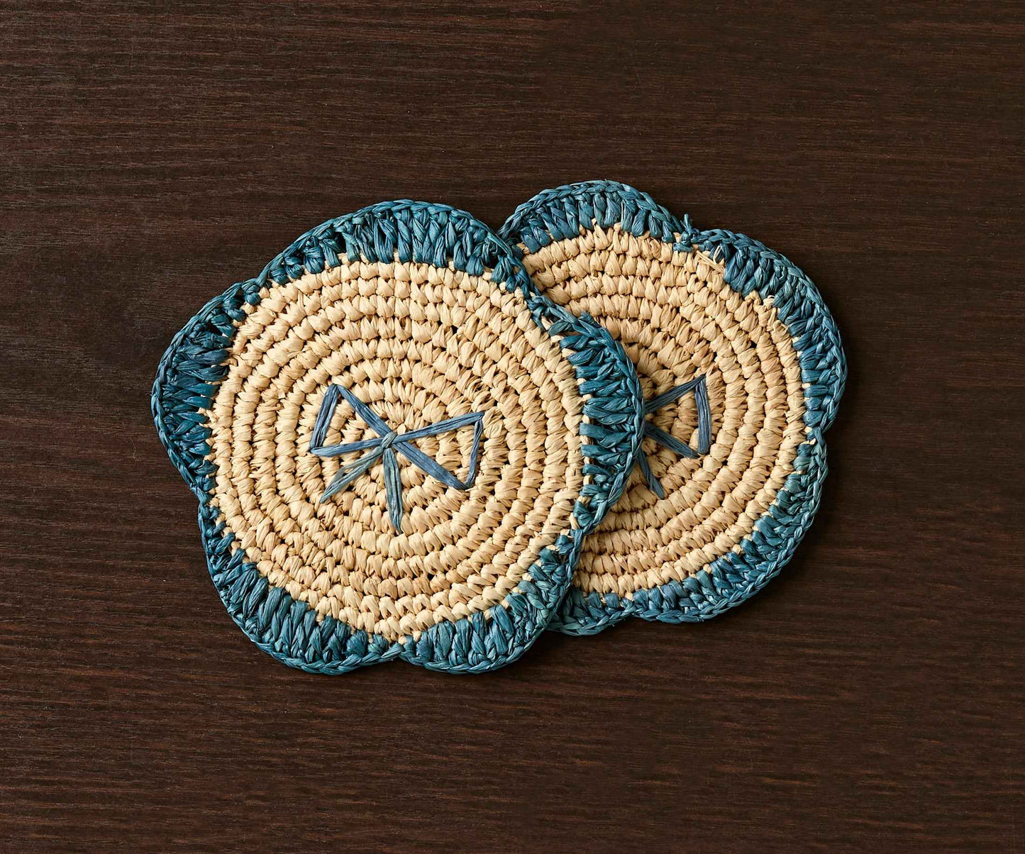 Handwoven Raffia Fringe Coaster by Payton James – Bohemian Candle Mat, Rustic Table Decor, Natural Raffia Palm