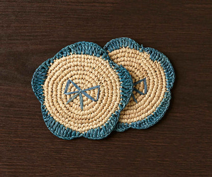 Handwoven Raffia Fringe Coaster by Payton James – Bohemian Candle Mat, Rustic Table Decor, Natural Raffia Palm