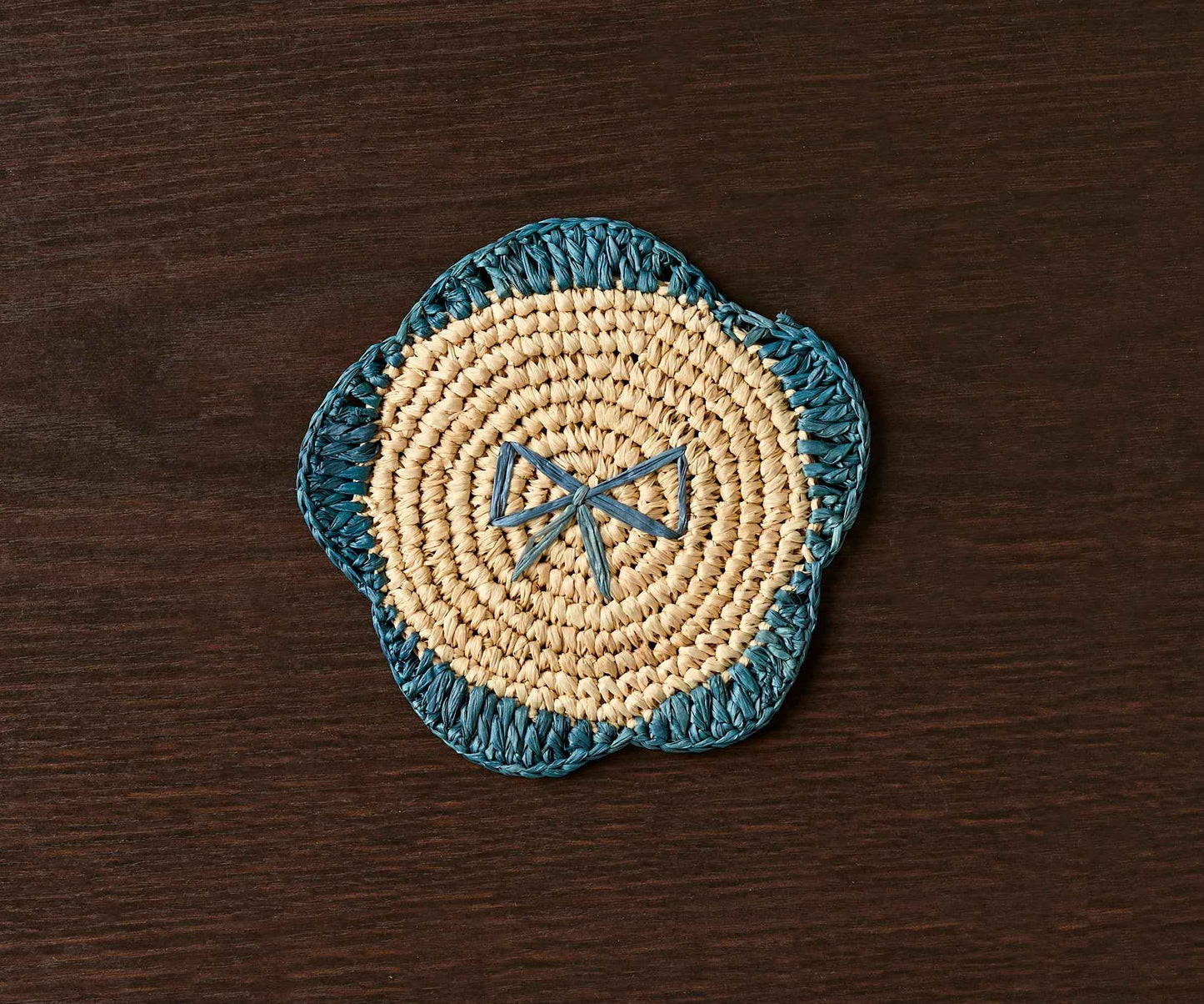 Handwoven Raffia Fringe Coaster by Payton James – Bohemian Candle Mat, Rustic Table Decor, Natural Raffia Palm