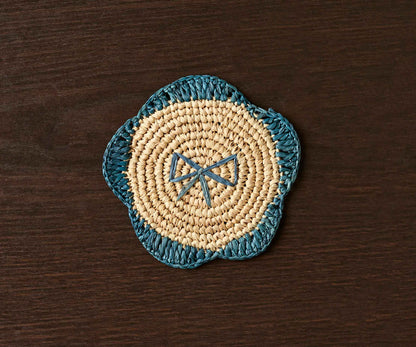 Handwoven Raffia Fringe Coaster by Payton James – Bohemian Candle Mat, Rustic Table Decor, Natural Raffia Palm