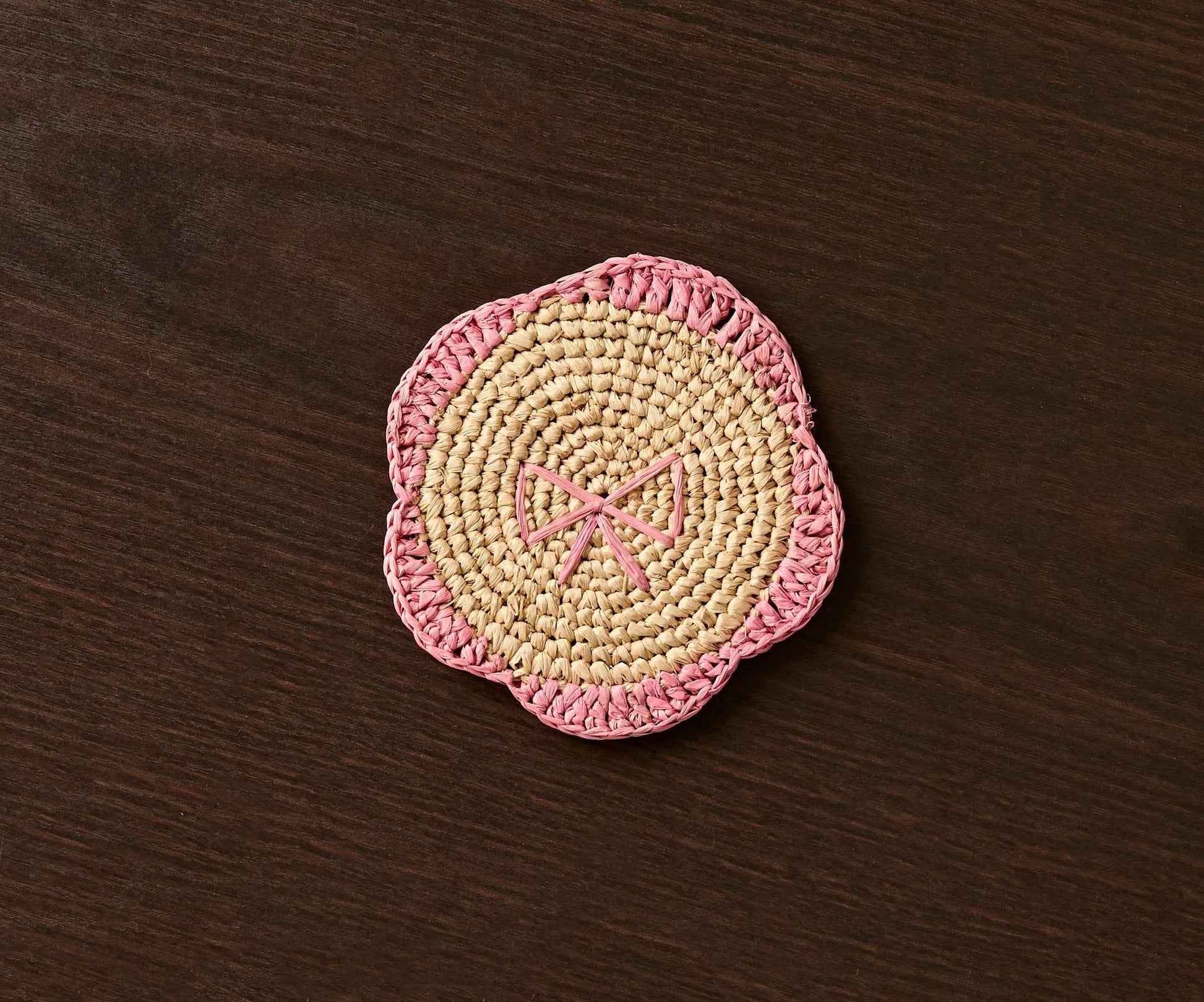 Handwoven Raffia Fringe Coaster by Payton James – Bohemian Candle Mat, Rustic Table Decor, Natural Raffia Palm
