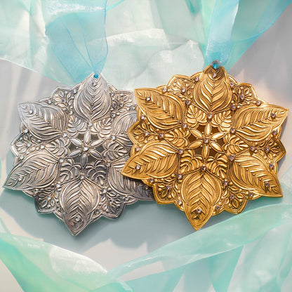 Snow Crystal Winter Greens Ornament  (Bronze)