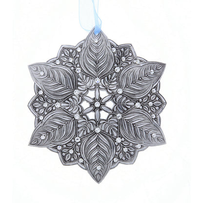 Snow Crystal Winter Greens Ornament (Aluminum)